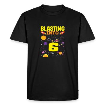 Rocket flight into the universe for six-year-olds - Men's Premium Organic T-Shirt - black - Front - Nico (187cm)