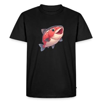 Saumon Saumon - T-shirt Premium bio Homme - noir - Devant - Nico (187cm)