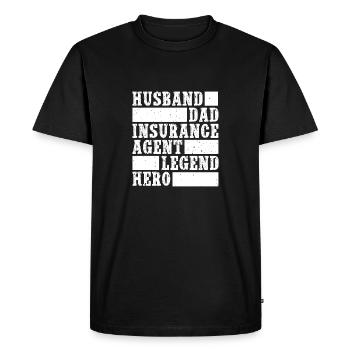 Agent d’assurance Costume Mari Papa Héros Medicare - T-shirt Premium bio Homme - noir - Devant - Nico (187cm)