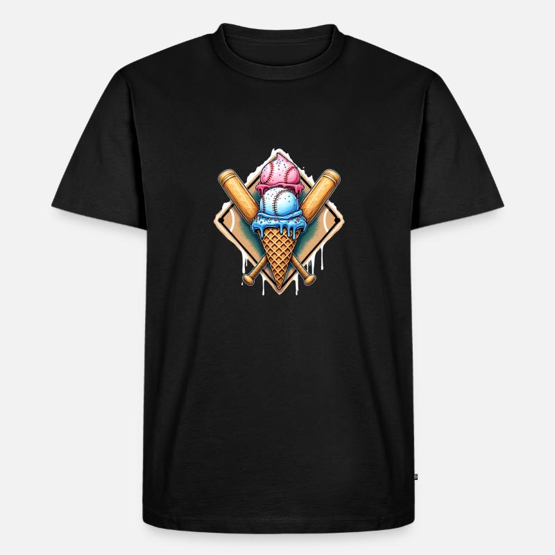 Baseball Eis Baseballschläger - Männer Premium Bio T-Shirt - Schwarz