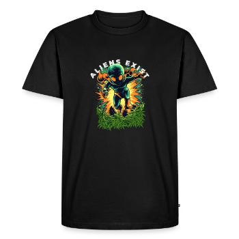 Les extraterrestres existent Lueur cosmique - T-shirt Premium bio Homme - noir - Devant - Nico (187cm)