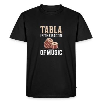 Le tabla est le bacon de la musique - T-shirt Premium bio Homme - noir - Devant - Nico (187cm)