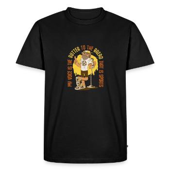 Commentateur Présentateur sportif - T-shirt Premium bio Homme - noir - Devant - Nico (187cm)