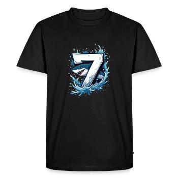 Shark Children's Birthday Party 7 Years Joy - Men's Premium Organic T-Shirt - black - Front - Nico (187cm)