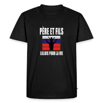 père et fils papa supporter lillois lille - T-shirt Premium bio Homme - noir - Devant - Nico (187cm)