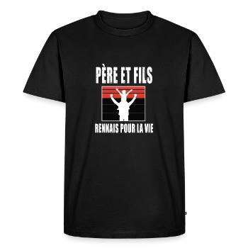 père et fils papa supporter rennais rennes - T-shirt Premium bio Homme - noir - Devant - Nico (187cm)