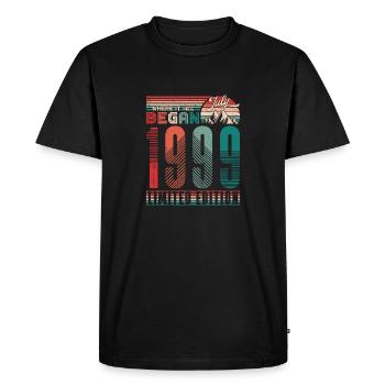 Anniversaire 1999 Vintage Juillet Cadeau Rétro - T-shirt Premium bio Homme - noir - Devant - Nico (187cm)