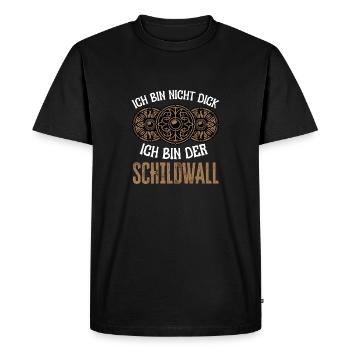 Ich bin nicht dick - Ich bin der Schildwall "Tvei" - Männer Premium Bio T-Shirt - Schwarz - Vorne - Nico (187cm)