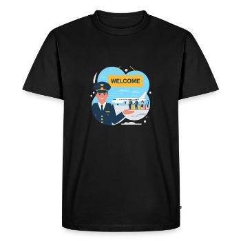IMMIGRATION, WELCOME - Men's Premium Organic T-Shirt - black - Front - Nico (187cm)