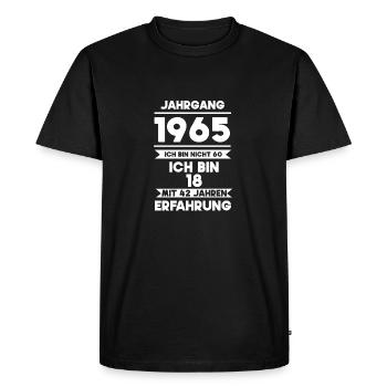 Né en 1965 – je n’ai pas 60 ans - T-shirt Premium bio Homme - noir - Devant - Nico (187cm)