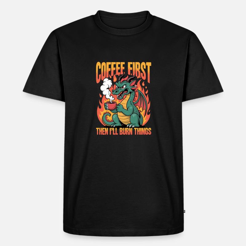 Dragon Coffee Mythical Creatures - Männer Premium Bio T-Shirt - Schwarz