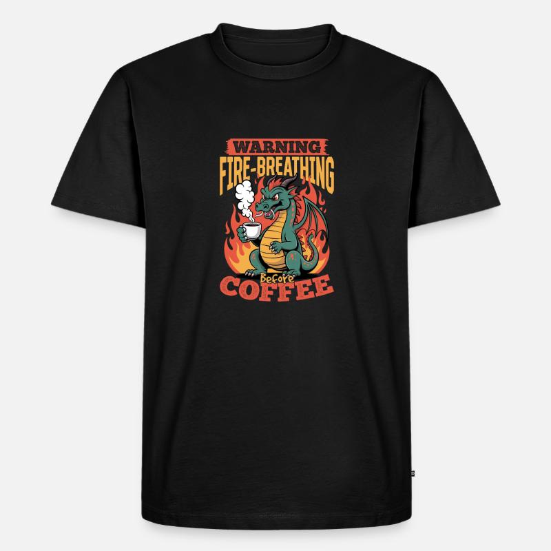 Dragon Coffee Mythical Creatures - Männer Premium Bio T-Shirt - Schwarz