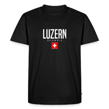 Lucerne Switzerland - Men's Premium Organic T-Shirt - black - Front - Nico (187cm)