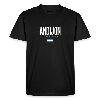 Andijon, Ouzbékistan - T-shirt Premium bio Homme - noir - Devant - Nico (187cm)