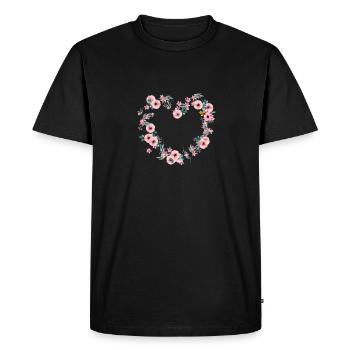 Fleurs Coeur - T-shirt Premium bio Homme - noir - Devant - Nico (187cm)