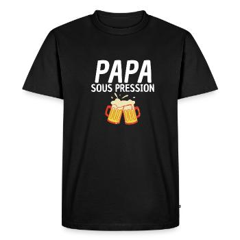 Papa sous pression. - T-shirt Premium bio Homme - noir - Devant - Nico (187cm)