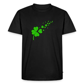 Shamrock Dandelion 4 Leaf Clover Heart St Patricks - Men's Premium Organic T-Shirt - black - Front - Nico (187cm)