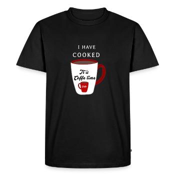 C’est l’heure du café, tasse de café, blanc rouge - T-shirt Premium bio Homme - noir - Devant - Nico (187cm)