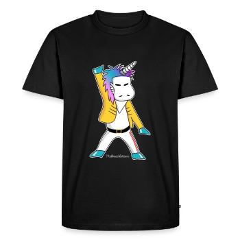 Freddie - The Queer Unicorn - gay unicorn - Men's Premium Organic T-Shirt - black - Front - Nico (187cm)