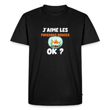 J'aime les Poissins Rouges Idée Cadeau Famille - T-shirt Premium bio Homme - noir - Devant - Nico (187cm)