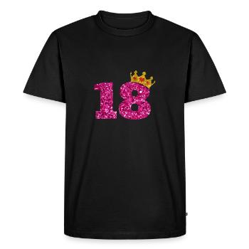 Glitter 2002 18 ans anniversaire couronne de paillettes - T-shirt Premium bio Homme - noir - Devant - Nico (187cm)