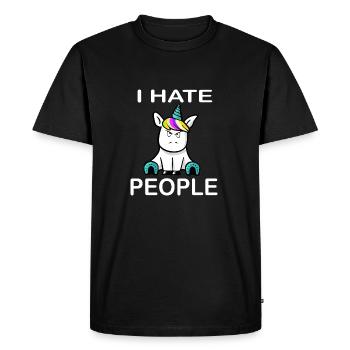I hate People Unicorn Unicorn - Men's Premium Organic T-Shirt - black - Front - Nico (187cm)