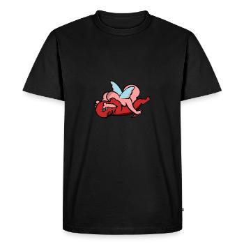 Jouer des anges et des démons étreignent mon câlin - T-shirt Premium bio Homme - noir - Devant - Nico (187cm)