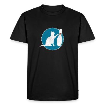 Bowling Cat Bowling T-Shirt Cat Shirt - Men's Premium Organic T-Shirt - black - Front - Nico (187cm)