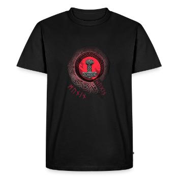 Thor Hammer Mjölnir with Odin Ravens Hugin and Munin - Men's Premium Organic T-Shirt - black - Front - Nico (187cm)
