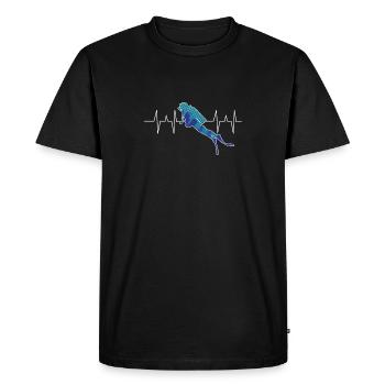 Plongée - Plongée sous-marine - Plongée sous-marine - Battement de coeur - T-shirt Premium bio Homme - noir - Devant - Nico (187cm)