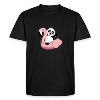 Panda sur matelas d'air flamingo kawaii été cool - T-shirt Premium bio Homme - noir - Devant - Nico (187cm)