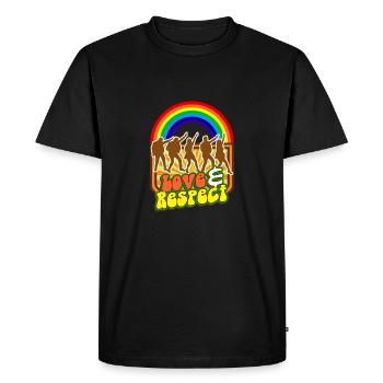 Danse T-shirt coloré d'amour et de respect de l'arc-en-ciel - T-shirt Premium bio Homme - noir - Devant - Nico (187cm)