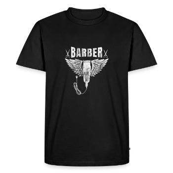Barber shop barbers barber shirt gift beard - Men's Premium Organic T-Shirt - black - Front - Nico (187cm)