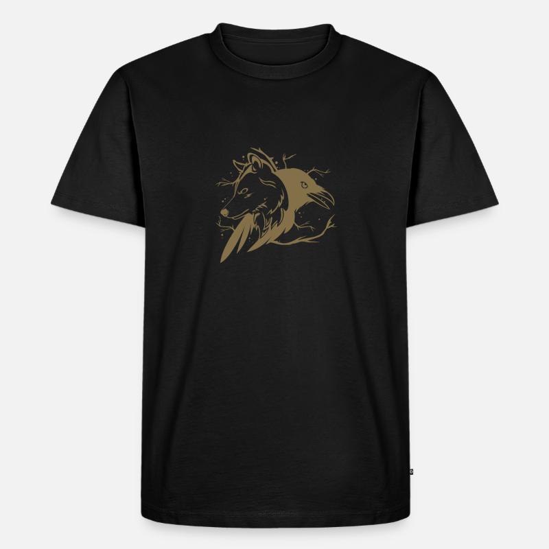 Wolf Rabe - Männer Premium Bio T-Shirt - Schwarz