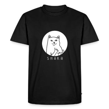 MEME CAT - Shaka - cat - kitten - Men's Premium Organic T-Shirt - black - Front - Nico (187cm)