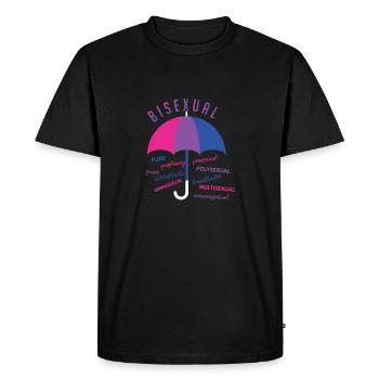 T-shirt bisexuel - bisexuel - bi - LGBT - CSD - T-shirt Premium bio Homme - noir - Devant - Nico (187cm)