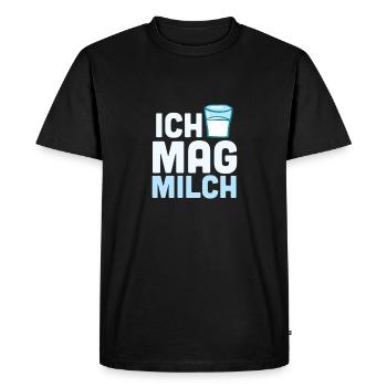 J'aime le lait - le verre de lait - T-shirt Premium bio Homme - noir - Devant - Nico (187cm)