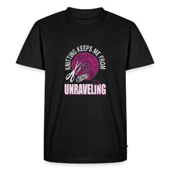 Knitting keeps me from unraveling - Men's Premium Organic T-Shirt - black - Front - Nico (187cm)