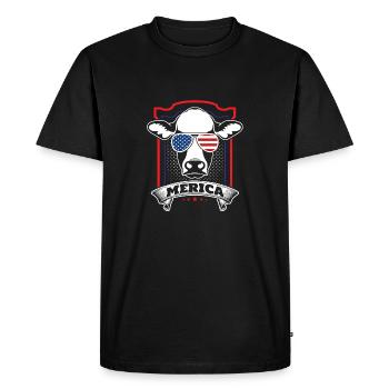Vache patriote américaine - T-shirt Premium bio Homme - noir - Devant - Nico (187cm)