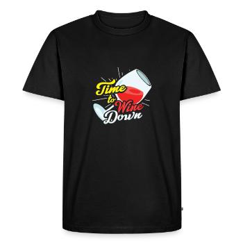 Time To Wine Down Wine Lovers T Shirt Gift - Men's Premium Organic T-Shirt - black - Front - Nico (187cm)