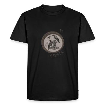 Thor Hammer Mjölnir avec Odin Ravens Hugin et Munin - T-shirt Premium bio Homme - noir - Devant - Nico (187cm)