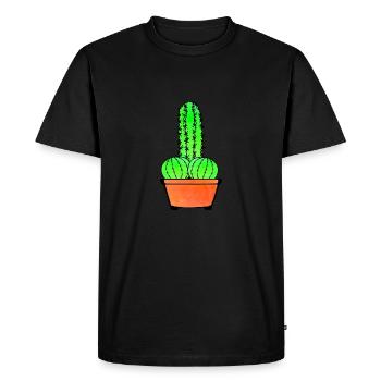 Cactus provocateur et Aloe - T-shirt Premium bio Homme - noir - Devant - Nico (187cm)