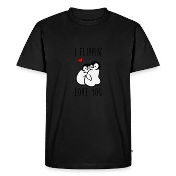 Je t'aime Flippin - Pingouin - T-shirt Premium bio Homme - noir - Devant - Nico (187cm)