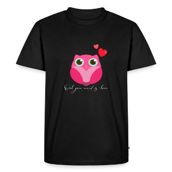 Chouette hibou - T-shirt Premium bio Homme - noir - Devant - Nico (187cm)
