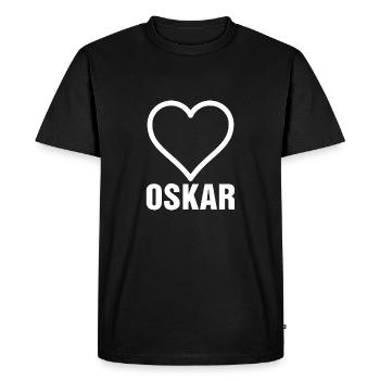 Oskar heart cool gift - Men's Premium Organic T-Shirt - black - Front - Nico (187cm)