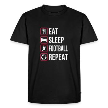 Mangez Sleep Football Répétez - T-shirt Premium bio Homme - noir - Devant - Nico (187cm)