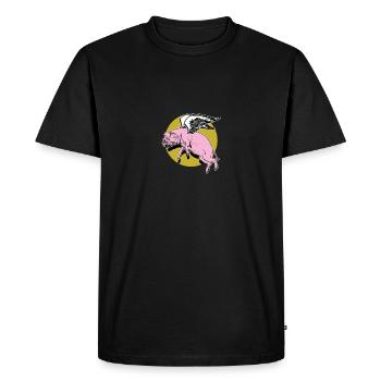 Porc volant - T-shirt Premium bio Homme - noir - Devant - Nico (187cm)