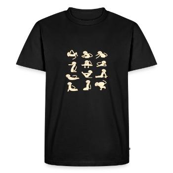 Dogs doing Yoga - T-shirt Premium bio Homme - noir - Devant - Nico (187cm)