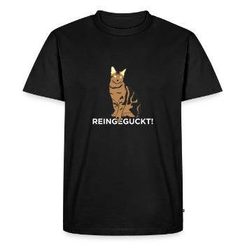 Regarde à l’intérieur - chat - T-shirt Premium bio Homme - noir - Devant - Nico (187cm)