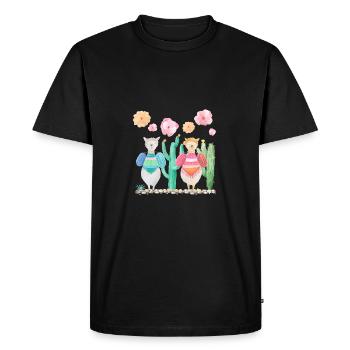 Lama Walk - Men's Premium Organic T-Shirt - black - Front - Nico (187cm)